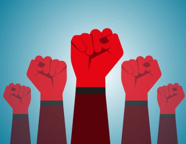 Devrim el arka plan içinde. Siyaset, yumruk, yaratıcı Vecto