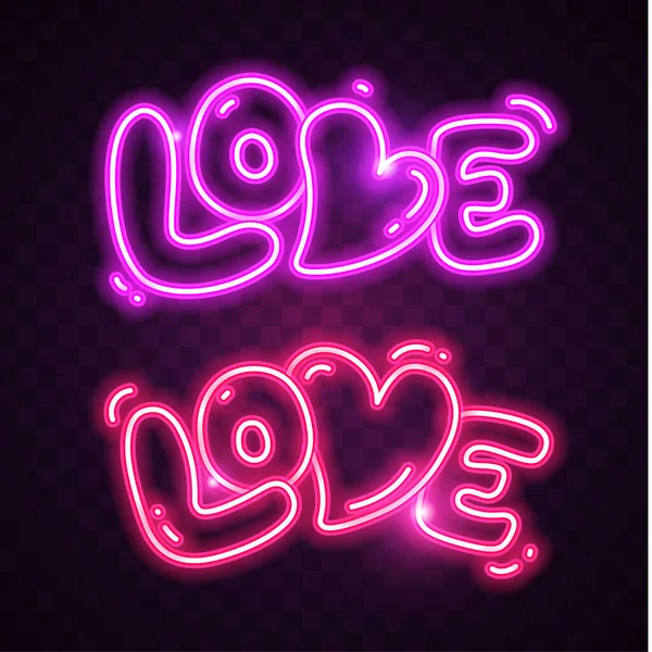 Happy Valentines Day Vector Illustration Dark Background Glowing Neon Design — Stock Photo, Image