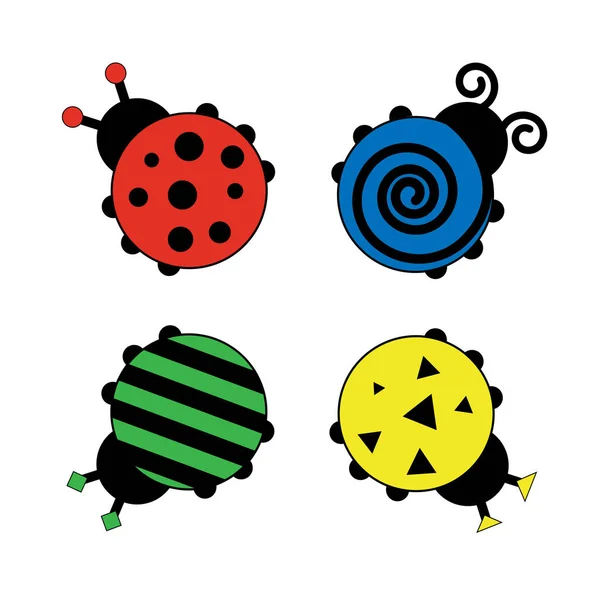 Ladybugs for kids. Colorful illustration isolated on white. Vector — Stock Vector