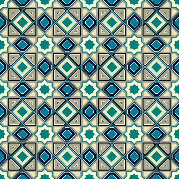 Klasik Islam pola mulus. Mozaik Arab. Biru. Ilustrasi vektor . - Stok Vektor