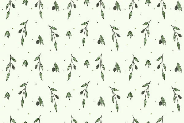 Olive tree seamless pattern. Olive leaf textile design print. Vector — Stock Vector
