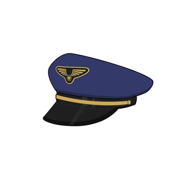 Chapéu piloto. Capitão da Força Aérea. Uniforme da tripulação do avião. Ilustração vetorial . — Vetor de Stock