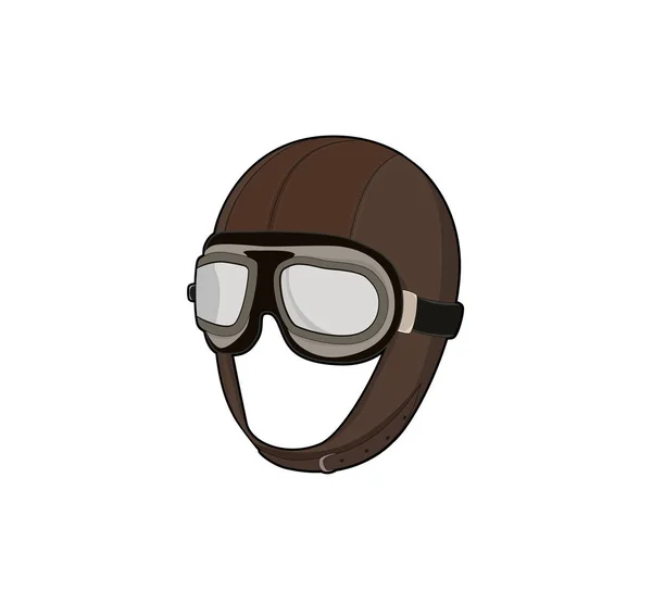 Casco pilota. Cappello da capitano aereo con occhiali. Illustrazione vettoriale . — Vettoriale Stock