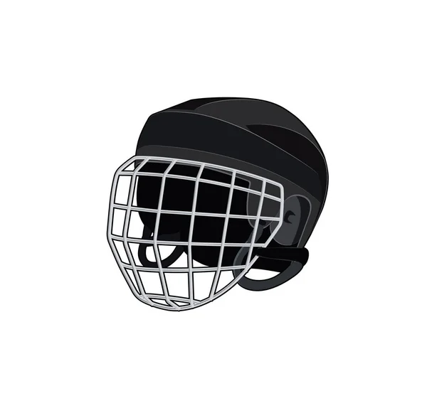 Casco de hockey sobre hielo. Negro. Equipo de protección de hockey. Ilustración vectorial aislada — Vector de stock