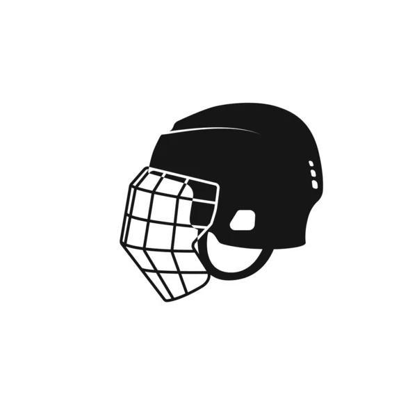Ikona kasku hokejowego. czarny symbol hokeja. Ilustracja izolowana wektora — Wektor stockowy