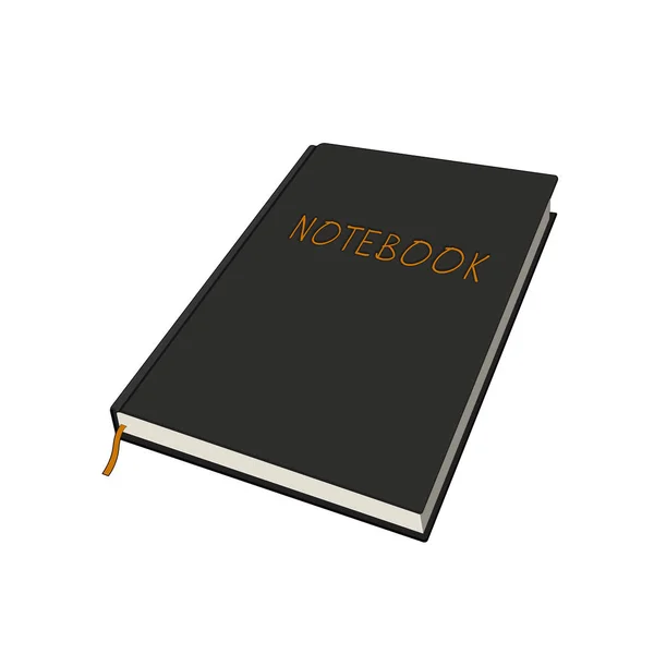 Cuaderno de notas y recordatorios. Organizador de la escuela para la gestión del tiempo horario. Cuaderno negro. Ilustración gráfica vectorial aislada — Vector de stock