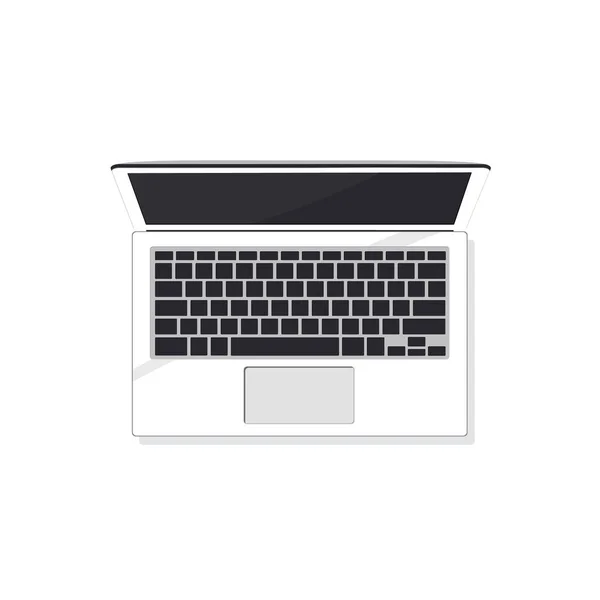 Laptop auf dem Tisch. Arbeit online. Büro-Desktop. Rechner öffnen. Vektorgrafische Illustration — Stockvektor