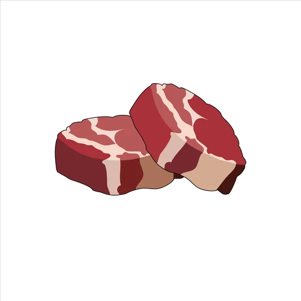 Biftek, çiğ fileto. Kırmızı et dilimleri. Vektör grafik illüstrasyonu — Stok Vektör