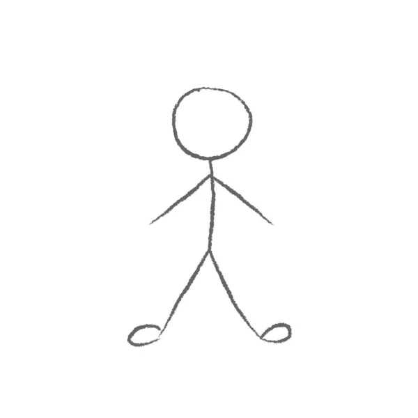 Stickman. Gambar krayon anak sederhana. Tangan ditarik. Sketsa Doodle, Vektor gambar - Stok Vektor