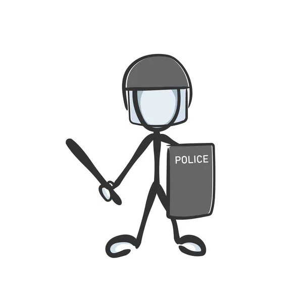 Agent Police Avec Protection Bouclier Congélations Spéciales Pour Les Démonstrations — Image vectorielle