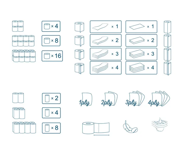 Toilettenpapier Symbol Und Symbol Set Informationsschilder Für Papierhandtuchverpackungen Vektor Grafik — Stockvektor