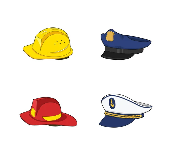Şçi Üniforması Polis Itfaiyeci Yüzbaşı Mimar Şapkası Tfaiyeci Red Inşaat — Stok Vektör