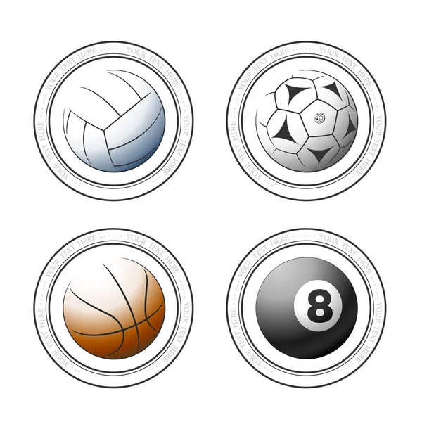 Juego Bolas Fútbol Fútbol Baloncesto Billar Billar Logotipo Deportivo Vector — Vector de stock