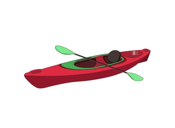 Kayak Course Sportif Canoë Avec Pagaies Illustration Graphique Isolée Vectorielle — Image vectorielle