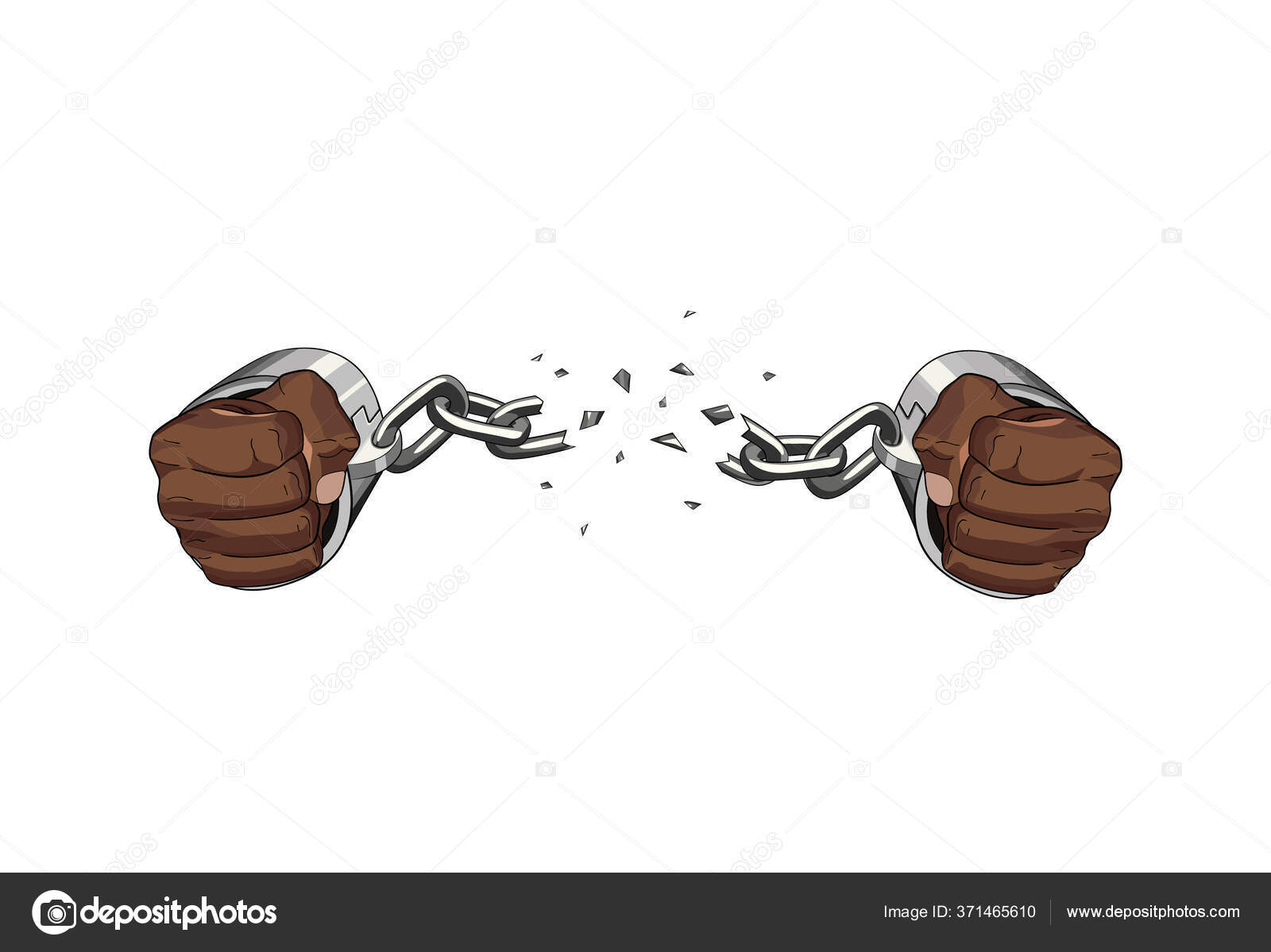 Free Slave Broken Handcuffs Chain African Hands Vector Graphic