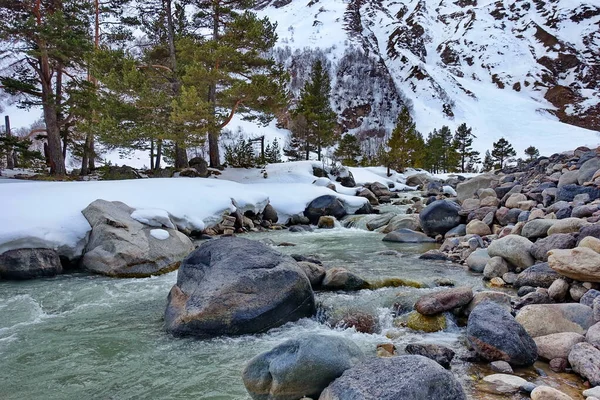 Vodopád Azau Oblast Elbrus Ekologická Stezka Březen 2020 — Stock fotografie