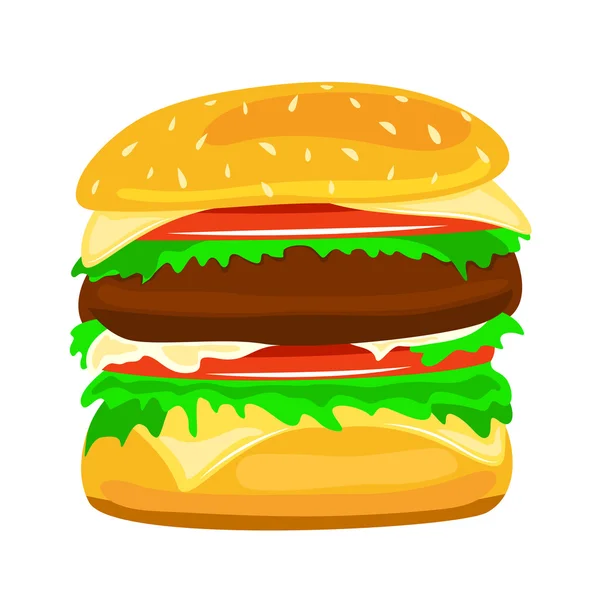 Hamburger vettore illustrazione cibo primo piano — Vettoriale Stock