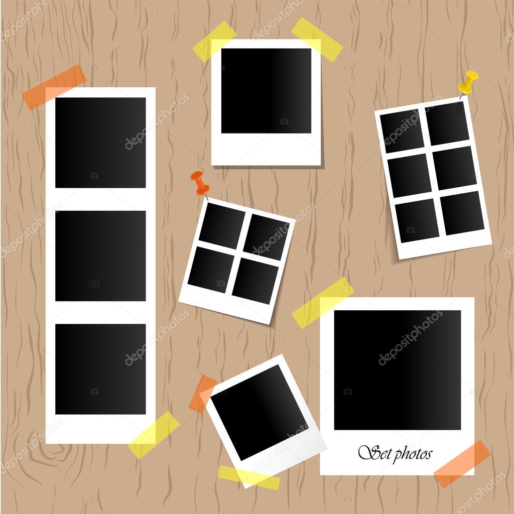Set of realistic vector photo frames.