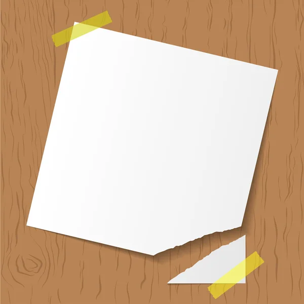 White reminder attached on wooden background. — Stock vektor