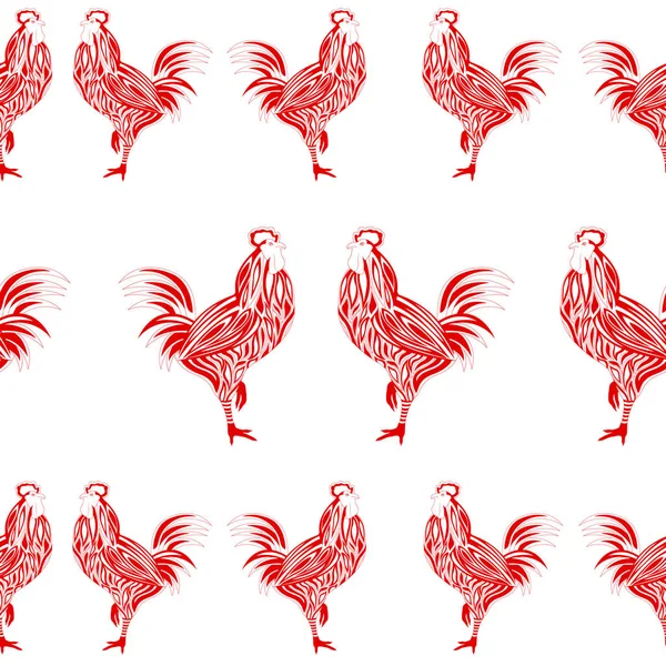 Plantilla de vector sin costura Rooster — Vector de stock