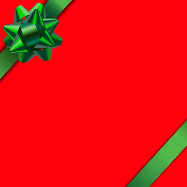 Karte mit rotem Hintergrund und grünem Band. — Stockvektor