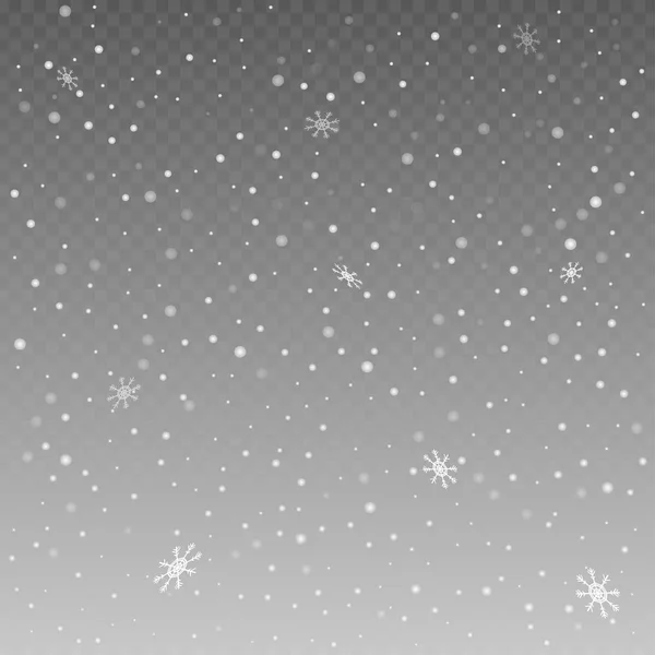 Falling snowflakes on grey background — Stock Vector