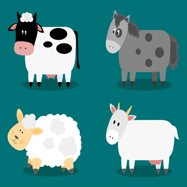 Funny cloven hoof farm animals collection — Stock Vector