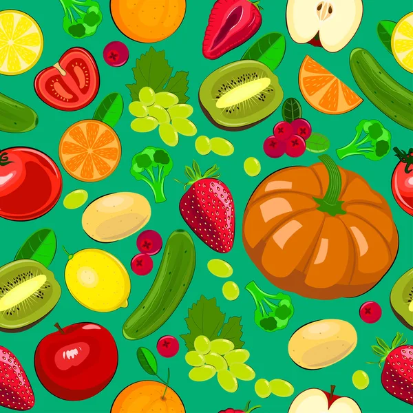 Fruits et légumes de récolte sans couture . — Image vectorielle