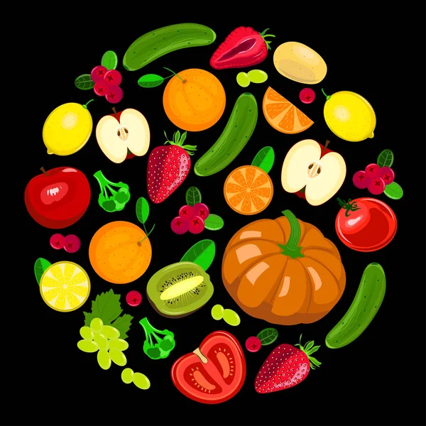 Récolte fruits et légumes . — Image vectorielle