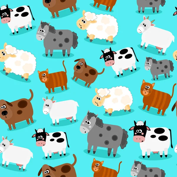 Zvířata a domácí zvířata bezproblémové kolekce Funny farm — Stockový vektor