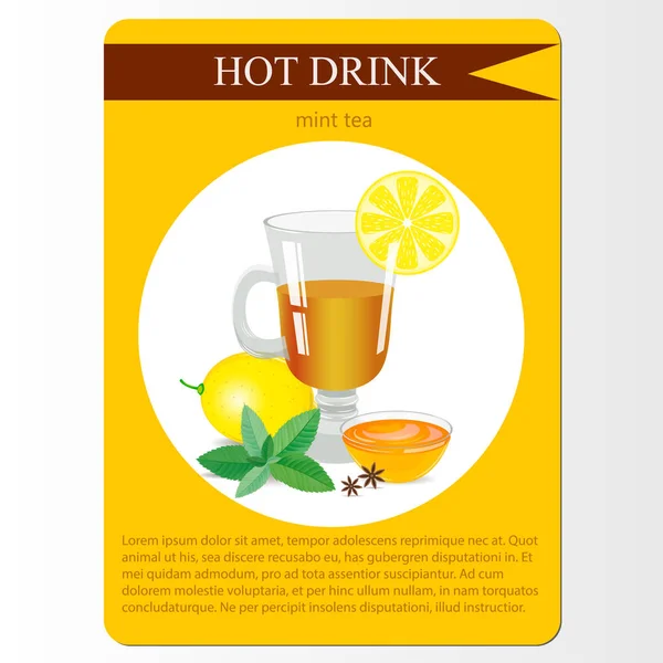 Mint tea menu item or sticker. — Stock Vector