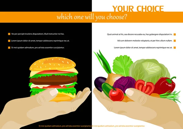 Modèle d'affiche de choix d'aliments sains . — Image vectorielle
