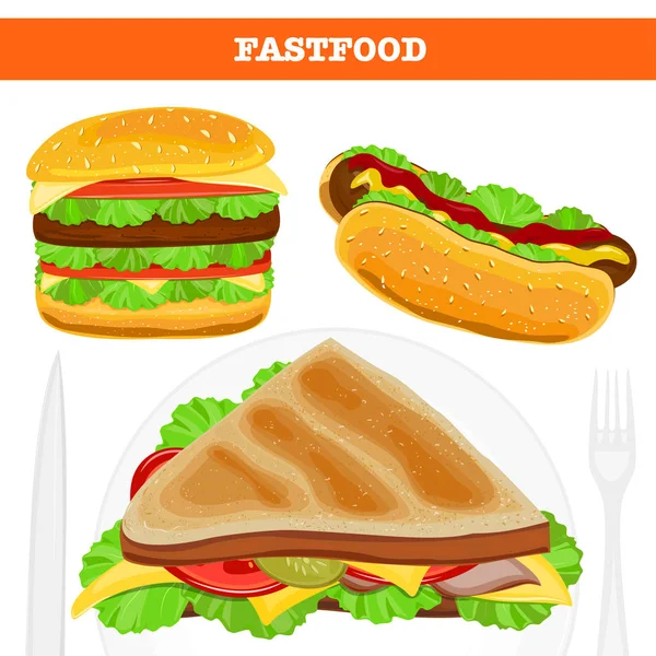 Fast food wektor ilustracji — Wektor stockowy