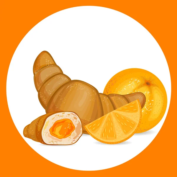 Croissant cu pictogramă portocalie . — Vector de stoc