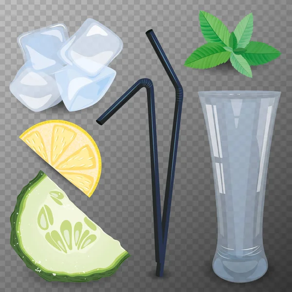 Refreshig drankje ingrediënten vector illustratie. — Stockvector