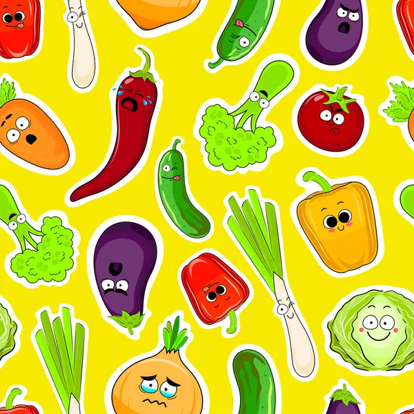 Cartoon visages de légumes fond sans couture . — Image vectorielle