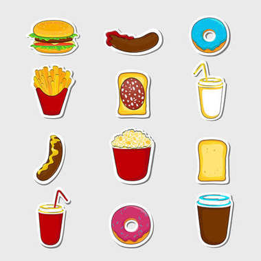 Fast food çizgi film etiketleri.