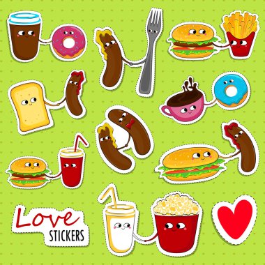 Fast food aşk çıkartmaları.