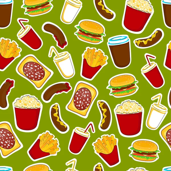 Fast-food naadloze achtergrond. — Stockvector