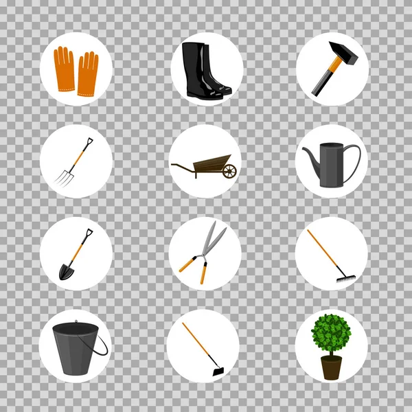 Ensemble de divers éléments de jardinage vectoriel . — Image vectorielle