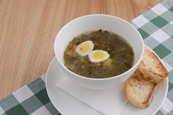 Traditional Ukrainian soup with meat and vegetables and macaroni. Ukrainian cuisine, healthy soup in a bowl. — Stock Image Traditional Ukrainian soup with meat and vegetables and macaroni. Ukrainian cuisine, healthy soup in a bowl. Stock Image