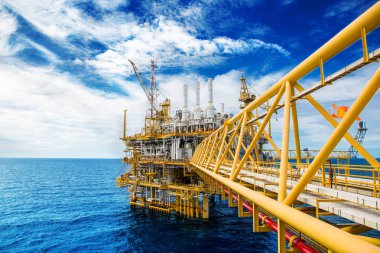 Petrol ve gaz platform veya inşaat platformu. güç iş kavramı. offshore teçhizat bitki. enerji kavramı. hisse senedi yatırım
