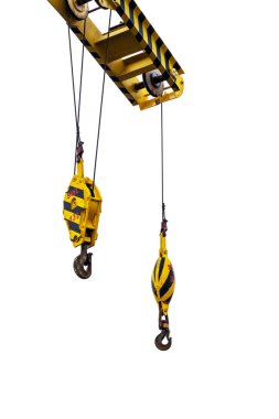 çelik halat izole beyaz arka plan üzerinde asılı vinç kanca