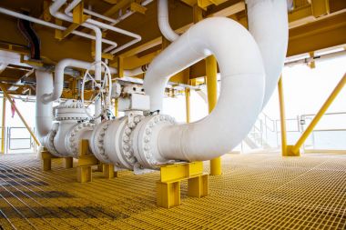 Vana ve boru hattı petrol ve doğal gaz platform offshore Tayland Körfezi