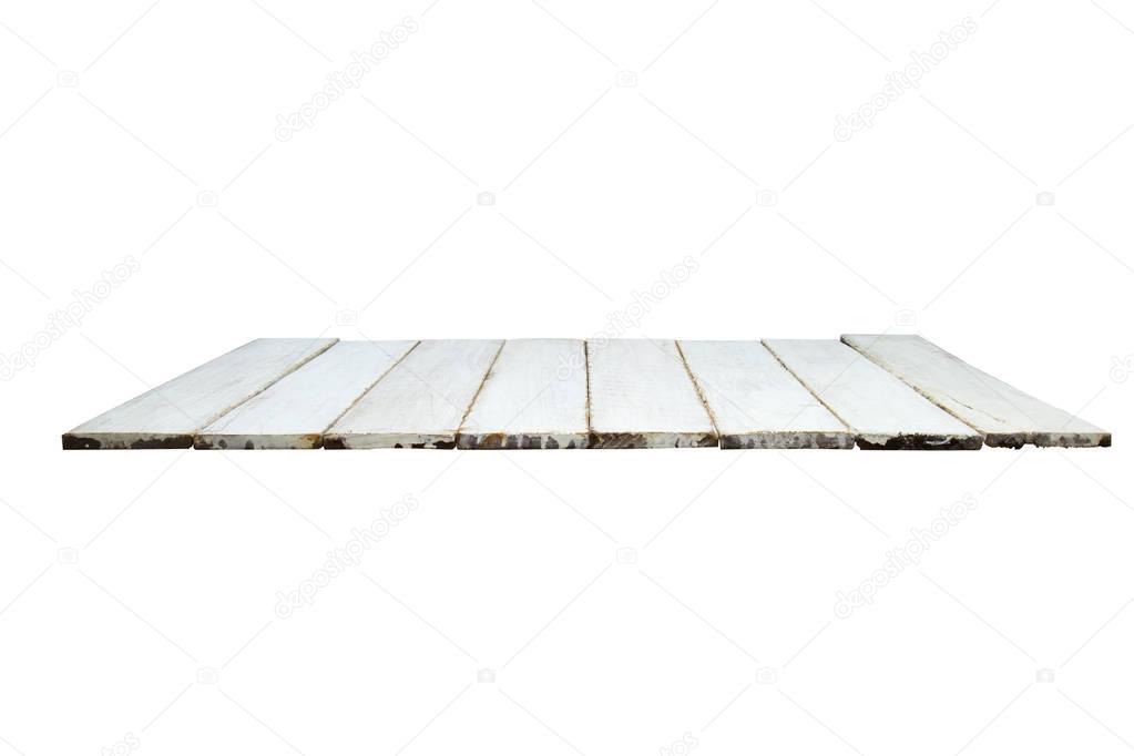 Wood floor texture isolated on empty white wall background