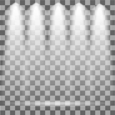 Sahne aydınlatma. Soğuk ışık etkisi. Sahne alanı üzerindeki şeffaf arka plan spot aydınlatılmış. Vektör çizim