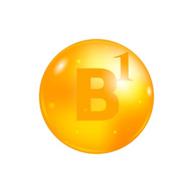 Beyaz arka plan üzerinde izole B1 vitamini hap. simge vektör