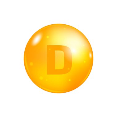 Beyaz arka plan üzerinde izole D vitamini hap. simge vektör