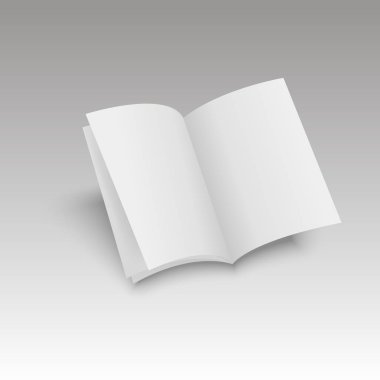 Mockup dergi, dergi, kitapçık, kartpostal, el ilanı, kartvizit veya broşür açıldı. Vektör çizim.