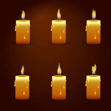 Siyah arka plan üzerine gerçekçi sarı mum. Vektör